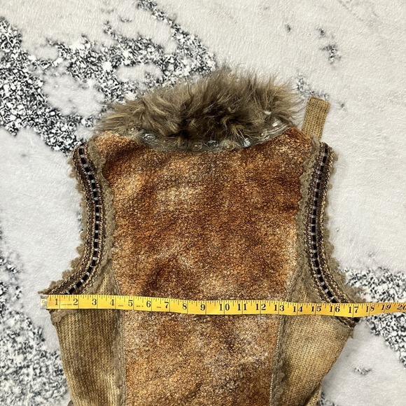 Boston Proper Faux Fur Vest Womens Size Small Boho Belted Western Festival - Picture 11 of 15